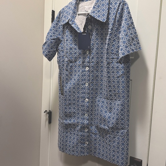 Blue Patterned Button-Up Dress - Picture 2 of 2